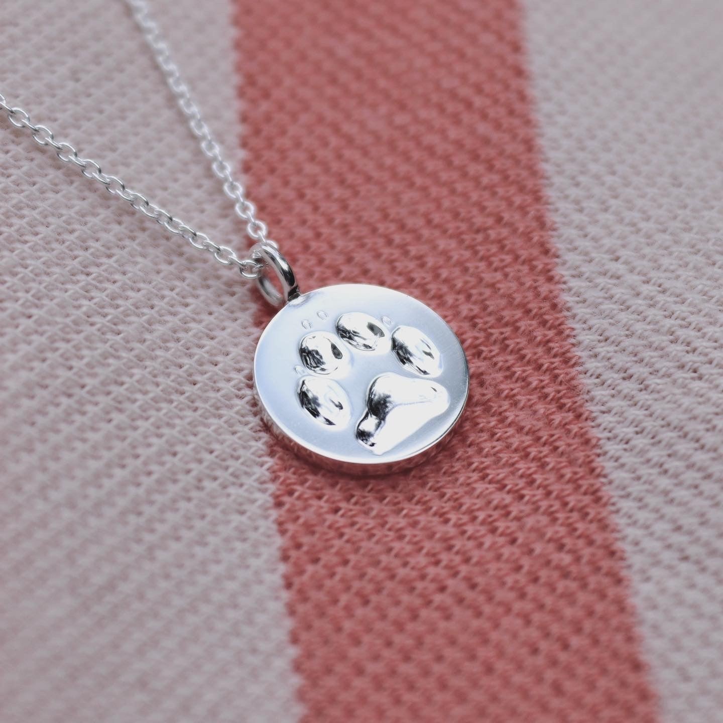 Sterling Silver Custom Engraved Paw Print Necklace – Precious Hearts